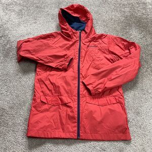 Columbia Windbreaker Jacket Boys Kid XL Red Full Zip Hoodie Nylon Outdoor School